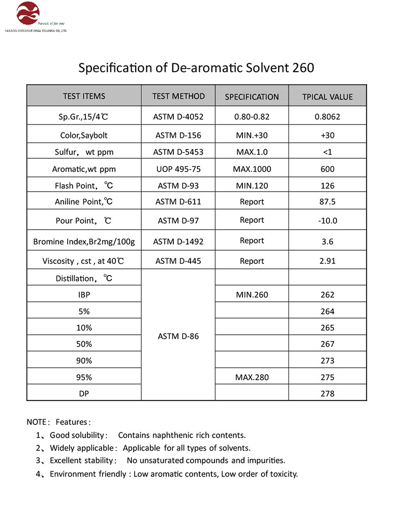 Specification of De-aromatic Solvent 260.jpg